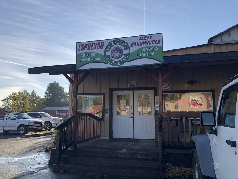 Exterior of La Barista Espresso café in Suisun Valley CA.