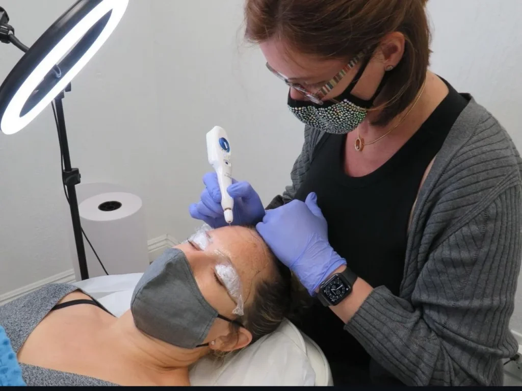 Elegant skincare treatment room at Refresh by Cait in Fairfield CA.