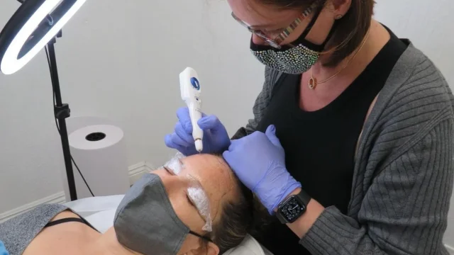 Elegant skincare treatment room at Refresh by Cait in Fairfield CA.