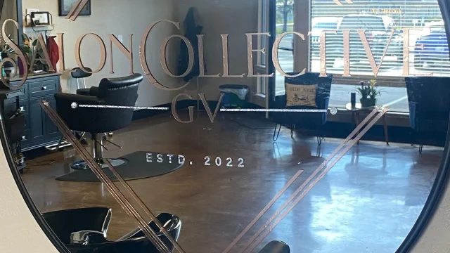 Modern salon interior with styling chairs at Salon Collective GV in Fairfield CA.