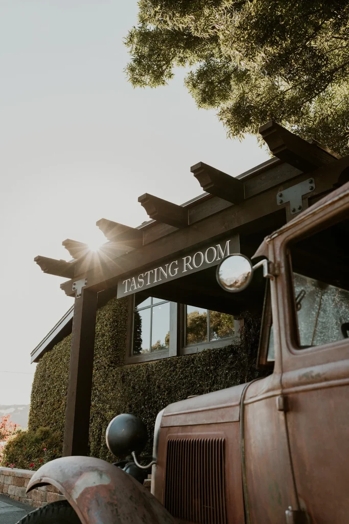 Signage and tasting room exterior at Wooden Valley Winery in Suisun Valley.